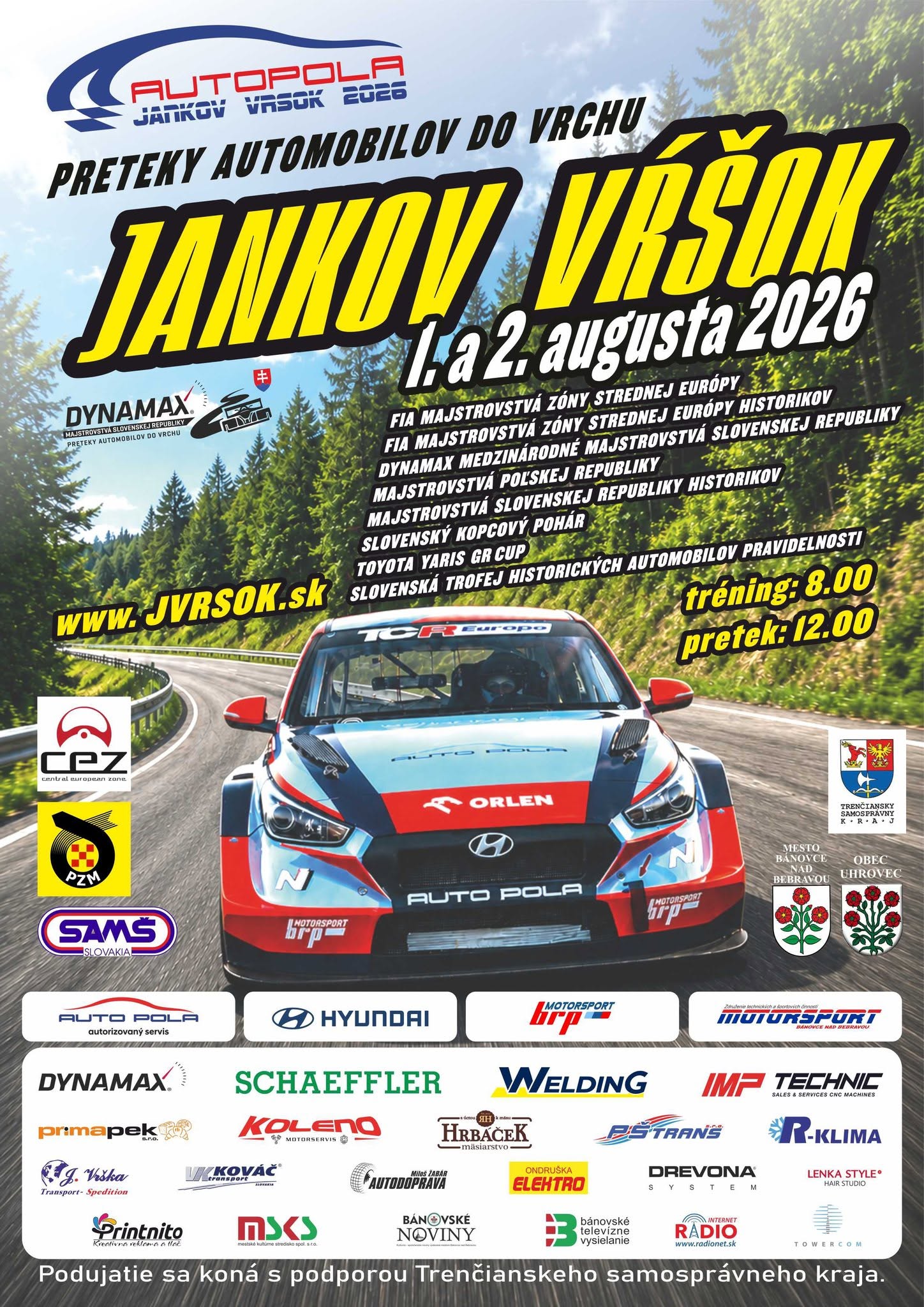 Jankov Vŕšok 2026 prinesie preteky automobilov do vrchu, FIA Majstrovstvá zóny strednej Európy, historické vozidlá a kopcový motoršport.