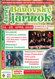 Jarný Bánovský jarmok 2026 sa uskutoční 24. a 25. apríla na Námestí Ľ. Štúra v Bánovciach nad Bebravou a prinesie jarmok, hudbu, folklór a sprievodný program.