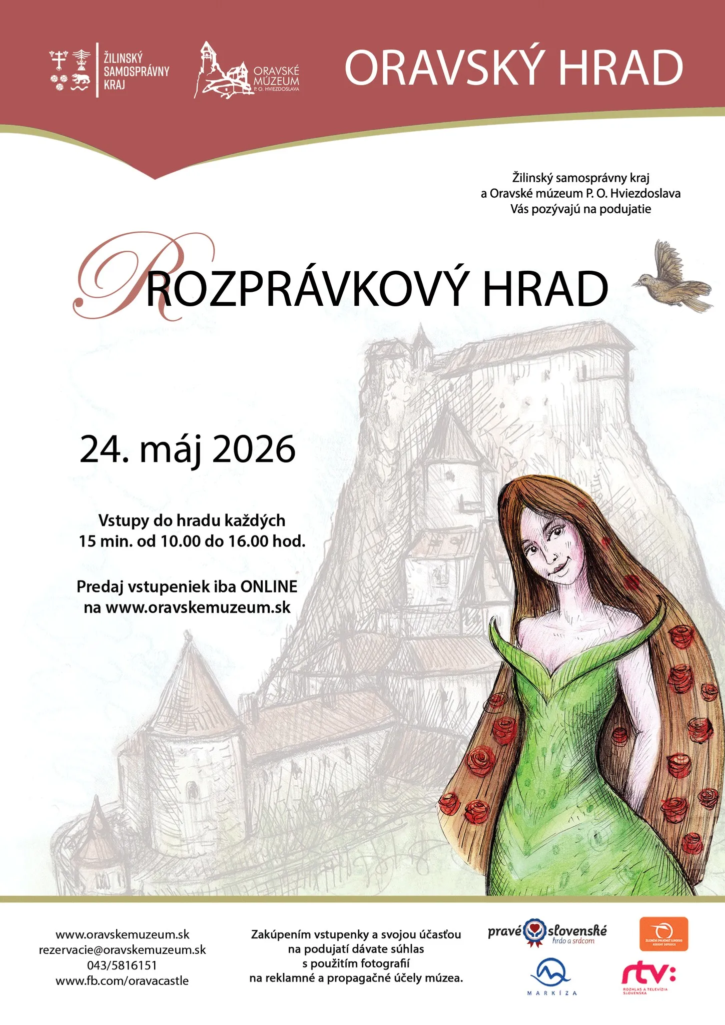 Rozprávkový hrad 2026 pozýva deti a rodiny na Oravský hrad za rozprávkovými bytosťami, hravými úlohami, básničkami a dobrodružstvami.
