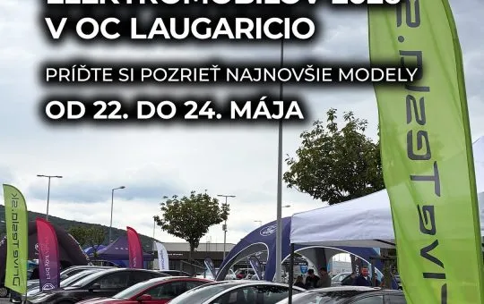 Výstava Tesla modelov v OC Laugaricio Trenčín sa koná 22. – 24. mája 2026. Príďte si pozrieť najnovšie modely a poradiť sa s tímom DriveTesla.sk.