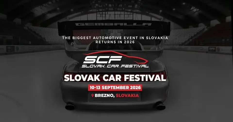 Slovak Car Festival 2026 v Brezne s auto-moto programom, výstavami vozidiel, drift show, šprintmi a sprievodným programom.