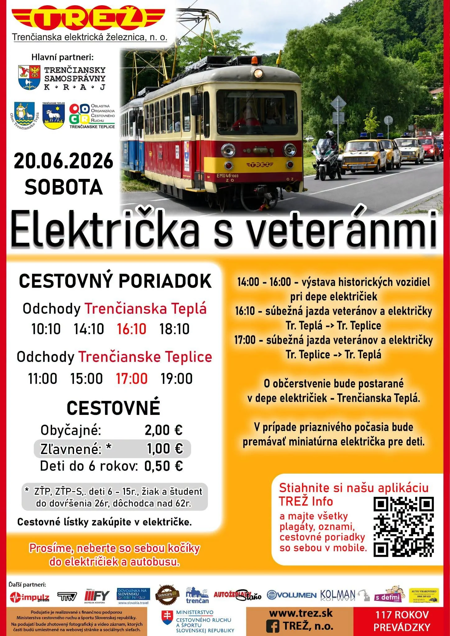 Električka s veteránmi 2026 prinesie jazdy Trenčianskou električkou, výstavu historických vozidiel a program v Trenčianskej Teplej.