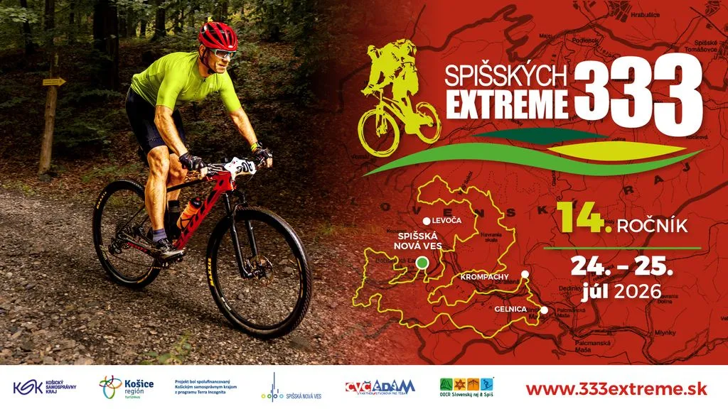 Spišských 333 EXTREME 2026 prinesie extrémne MTB preteky v Spišskej Novej Vsi na tratiach 333, 222, 111 a 66 km.