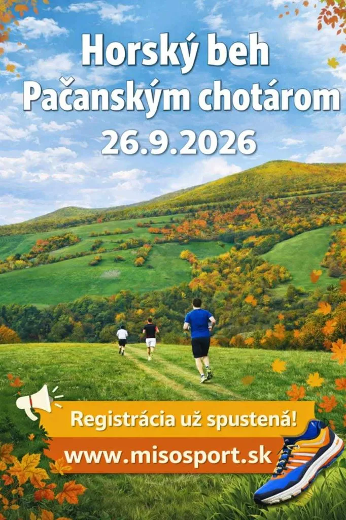 Horský beh Pačanským chotárom 2026 prinesie bežecké podujatie v prírode obce Pača s horským terénom a krásnymi výhľadmi.