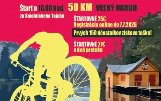 Smolnícky MTB maratón 2026 pri Smolníckom Tajchu prinesie horské cyklistické preteky na 20 km a 50 km trati.