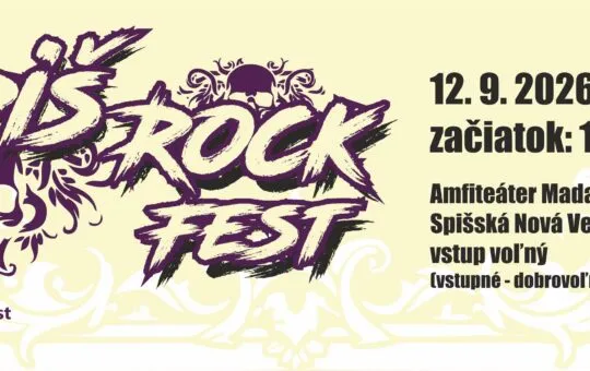 Spiš Rock Fest 2026 v Amfiteátri Madaras Park v Spišskej Novej Vsi prinesie rockové koncerty, warm up program, afterparty a voľný vstup.