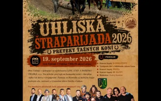 Uhliská furmanka 2026 prinesie preteky ťažných koní, koncerty Kandráčovci, Hrdza a BeHappy, detské atrakcie a tradičné občerstvenie.