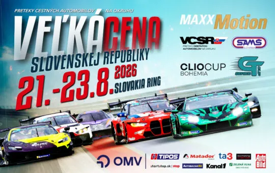 Veľká cena Slovenskej republiky 2026 na Slovakia Ringu prinesie preteky cestných automobilov, GT3 vozidlá, TCR, Clio Cup a rodinný program.