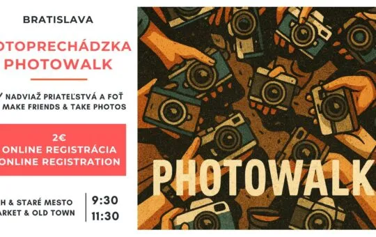 Fotoprechádzka Photowalk Bratislava je spoločenské podujatie cez trh a Staré Mesto, kde účastníci fotia, spoznávajú nových ľudí a objavujú mesto.