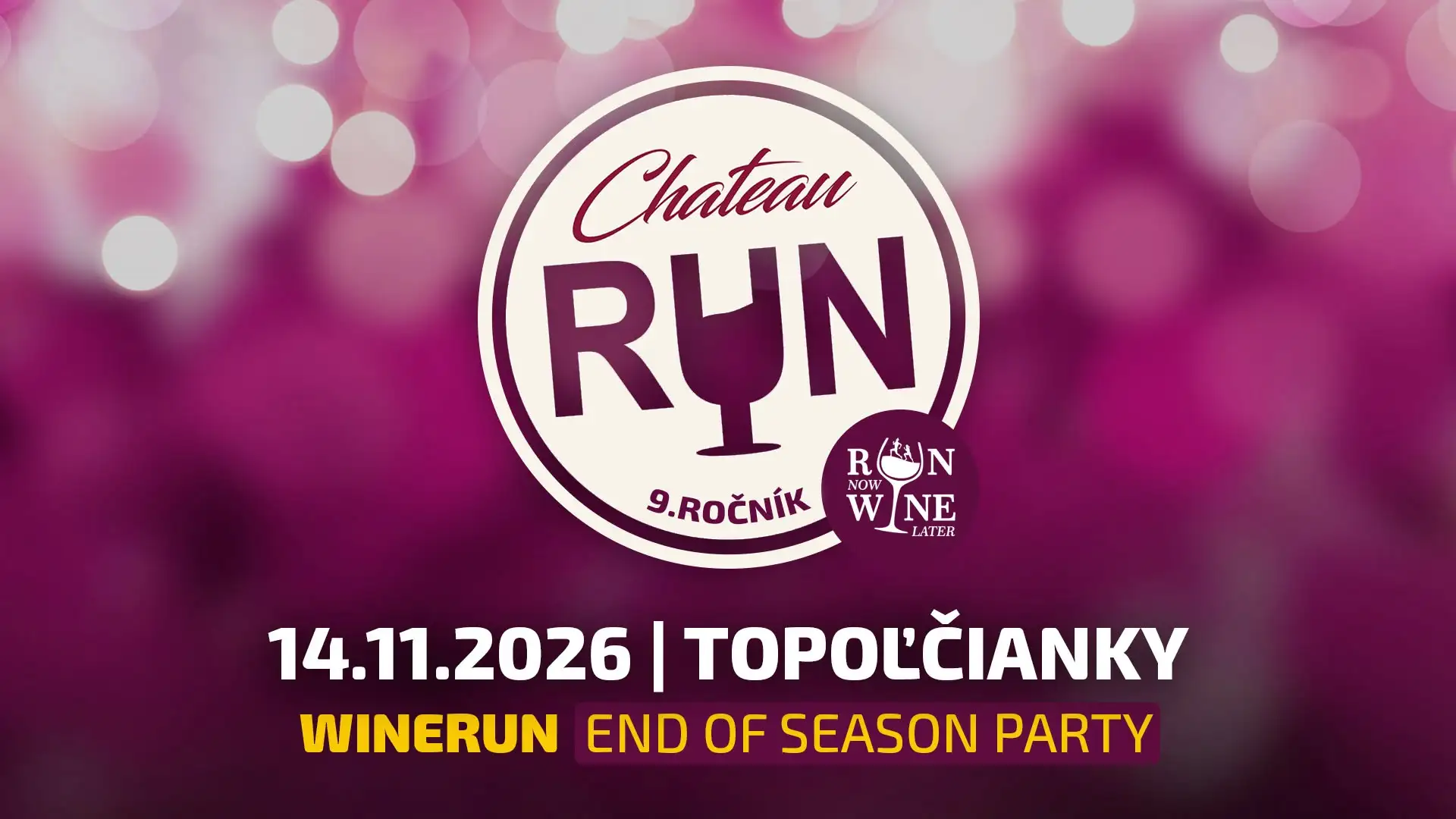 Chateau Run 2026 sa uskutoční 14. novembra v Topoľčiankach a prinesie 9. ročník bežeckého podujatia s vinárskou atmosférou.