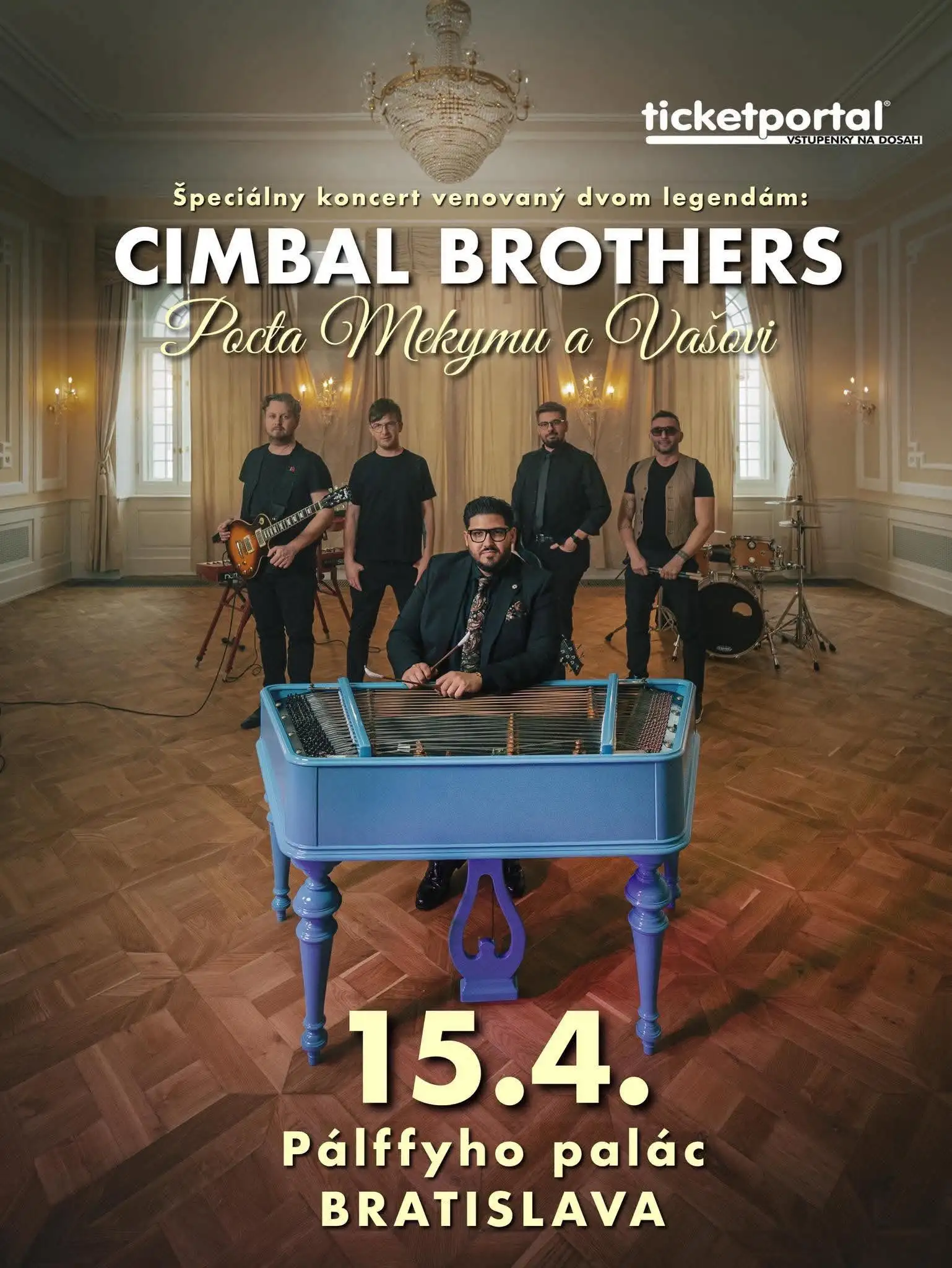 Cimbal Brothers Pocta Mekymu a Vašovi sa uskutoční 15. apríla v Pálffyho paláci v Bratislave a prinesie špeciálny koncert venovaný dvom hudobným legendám.