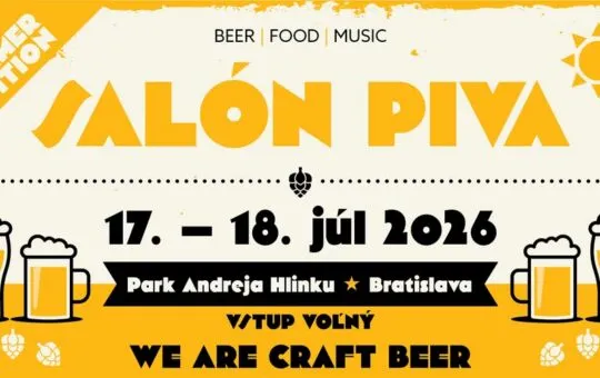 Salón piva Bratislava 2026 sa uskutoční 17. a 18. júla v Parku Andreja Hlinku a prinesie remeselné pivo, jedlo, hudbu a voľný vstup.