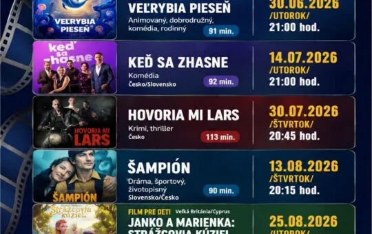 Letné kino v Trenčianskych Tepliciach premietne 25. augusta 2026 rodinný animovaný film Janko a Marienka: Strážcovia kúziel v amfiteátri pri ZŠ Andreja Bagara.
