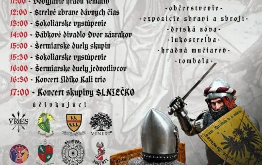 Tematínske hradné slávnosti 2026 sa uskutočnia 29. augusta na hrade Tematín a prinesú šermiarov, sokoliarov, remeslá, dobýjanie hradu, hudbu a detský program.