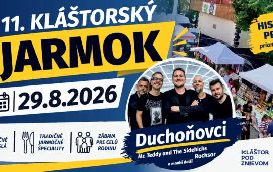 Kláštorský jarmok 2026 sa uskutoční 29. augusta v Kláštore pod Znievom a prinesie remeslá, jarmočné špeciality, hudbu a program pre celú rodinu.