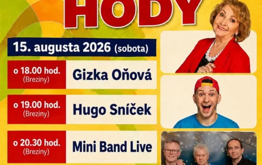 Skýcovské hody 2026 sa uskutočnia 15. a 16. augusta a prinesú vystúpenia Gizky Oňovej, Huga Sníčka, Mini Band Live, hodovú omšu a kolotoče.