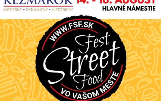 Fest Street Food Kežmarok 2026 na Hlavnom námestí prinesie gastronomický festival pouličného jedla, koncerty, DJ program, kúzelníka a vstup zdarma.