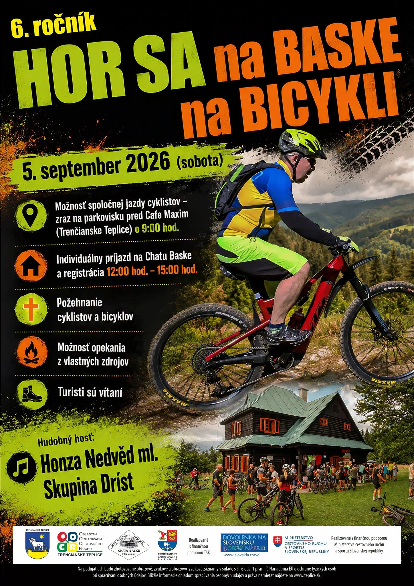Hor sa na Baske na bicykli 2026 prinesie cyklistické podujatie s jazdou z Trenčianskych Teplíc, registráciou na Chate Baske, požehnaním bicyklov a hudobným programom.