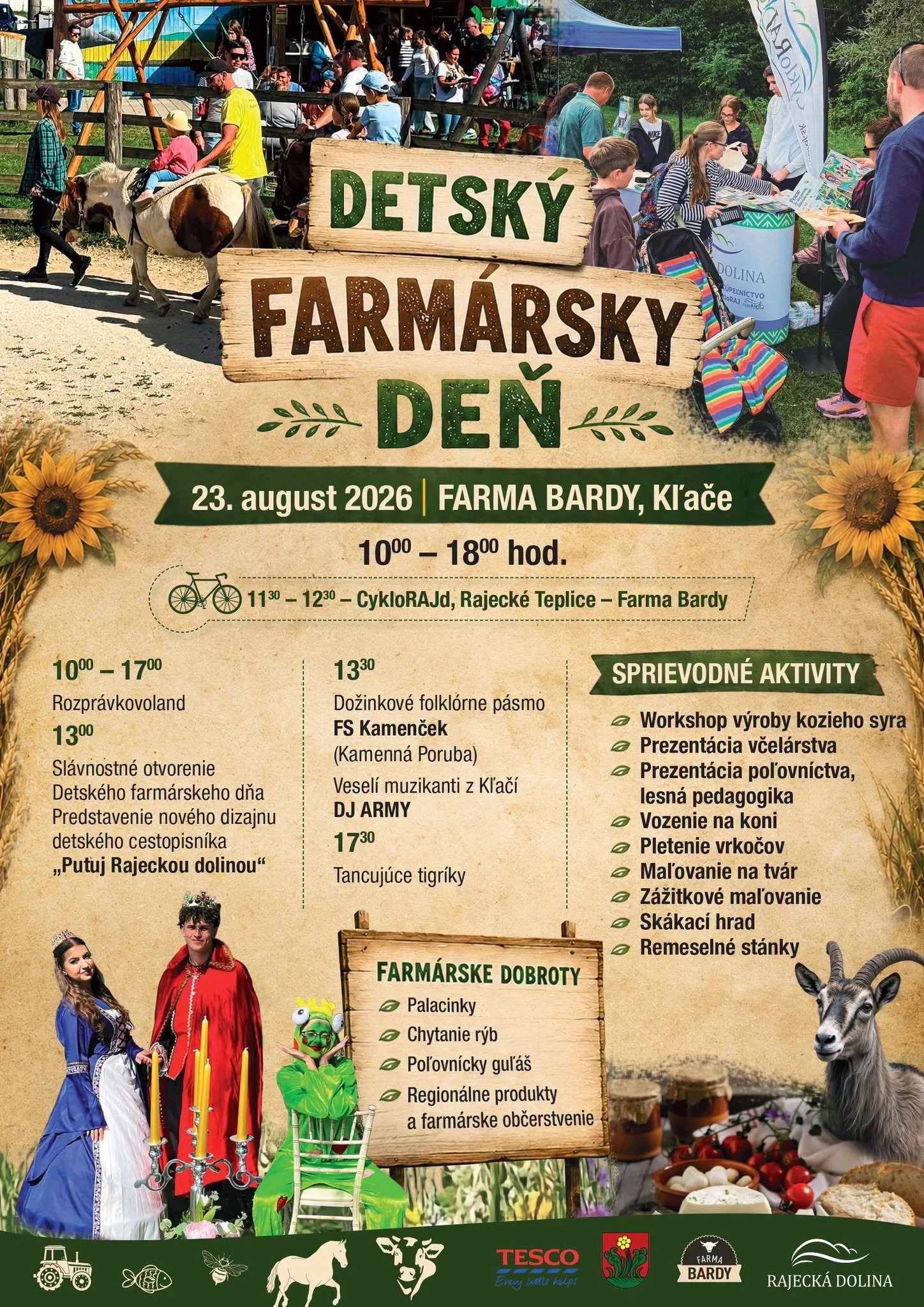 Detský farmársky deň 2026 na Farme Bardy v Kľačoch prinesie rodinné podujatie s programom pre deti, farmárskymi dobrotami, koňmi, remeslami a folklórom.