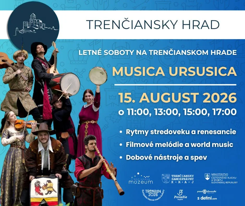 Musica Ursusica na Trenčianskom hrade vystúpi 15. augusta 2026 v rámci Letných sobôt s hudbou stredoveku, renesancie, filmovými melódiami a dobovými nástrojmi.