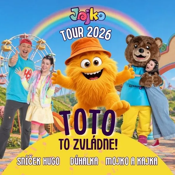 Plagát detského predstavenia JOJKO TOUR 2026: TOTO to zvládne!, ktoré sa uskutoční 7. novembra v Dome kultúry Mier v Spišskej Novej Vsi.