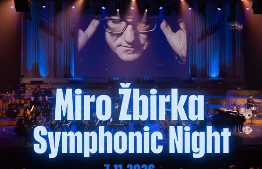 Plagát koncertu Miro Žbirka Symphonic Night, ktorý sa uskutoční 7. novembra 2026 v KKC Hviezda v Trenčíne a prinesie symfonické verzie Mekyho hitov.